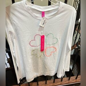 ZAKET & PLOVER long-sleeved tee multi-colored embroidered shamrock L NWT